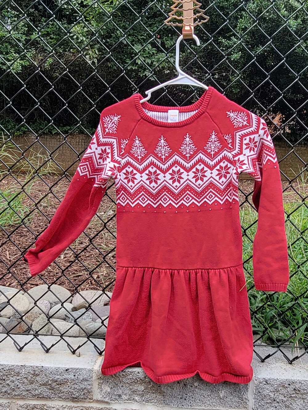 Girl’s Red Party Dress Size 10 Gymboree Fair Isle snowflake and tree Christmas